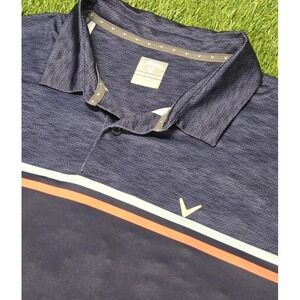 Callaway Opti-Dri Golf Polo Shirt Mens XXL Navy Blue Heathered Colorblock Stripe